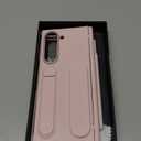 YQODSZ for Samsung Galaxy Z Fold 6 Case with S Pen Slot & Stylus, [with Card Slot] Z Fold 6 Hand Strap Case with Screen Protector Kickstand Hinge Protection Shockproof Wristband Protective Case Pink