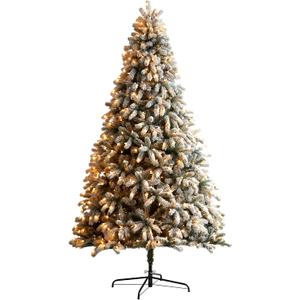 Nearly Natural 9ft. Flocked South Carolina Spruce Artificial Christmas Tree with 850 Clear Lights and 2329 Bendable Branches