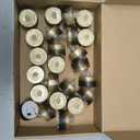 Rossesay 24 Pcs Flameless LED Tea Lights Gold Black Glitter Flickering Fake LED Candles Tealights Battery Operated Romantic Anniversary Decorations Winter Decor for Valentines Wedding Christmas Party