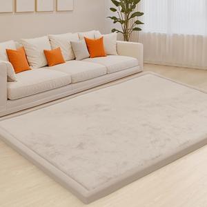 ACOMOPACK Baby Play Mat for Floor,1.3" Thick Memory Foam Area Rug for Living Room,Soft Velvet Crawling with Non-Slip Bottom for Kid,Toddler,59"71" Tummy Time Nursery Rugs,YogaBeige