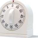 60 Minute Wind Up Timer, Visual Mechanical Timer with Loud Alarm, Manual Countdown Timers for Classroom, Home, Study and Cooking (White)