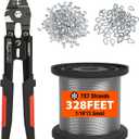 Sanuke Wire Rope Crimp Kit with 328ft Stainless Steel Cable 7x7 Strand Core 1/16'' Aluminum Crimp Loop Sleeves and Wire Rope Stainless Steel Thimble