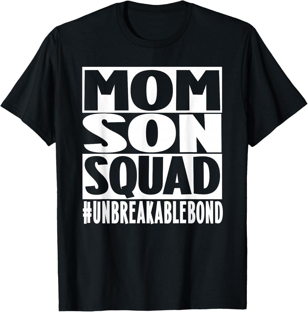 Mom Son Squad Unbreakable Bond Family T-Shirt (Black, XXL)