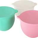 Silicone Liners for KitchenAid 5 Quart Stand Mixer - Stand Mixer Accessories for 4.5 Quart Mixer, No More Mixer Bowls Needed - 3 Liners & 3 Lids, Green & Pink & White
