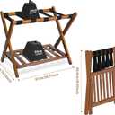 Luggage Rack Folding Suitcase Stand with Storage Shelf Luggage Stand for Guest Room Bedroom and Hotel (Brown)