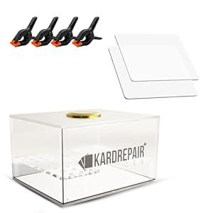 Kardrepair TCG Humidor Repair Kit - Includes 2 Acrylic Flattening Plates & 4 Spring Clamps & Custom Fit Base Sponge for Trading Card Care Kit Restoration - Improve Card Grading