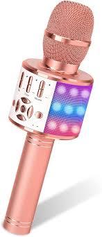 Karaoke Microphone for Adults, Wireless Bluetooth Microphone for Singing Portable Karaoke Machine Handheld with LED Lights, Gift for Kids Adults Birthday Party, Home KTV(Rose Gold)