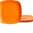 TP 10.5" Melamine Square Dinner Plates, 6-piece Plate Set Unbreakable Serving Dishes for Indoors and Outdoors, Unbreakable Dinner Service for 6 (Orange)