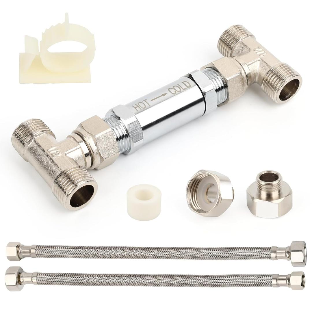 595926 Brass Sensor Valve Kit with Chrome Finish - Direct Fit for 500800/800805 Instant Hot Water Recirculating Pumps - Replaces 367010 Plastic Bypass Valve