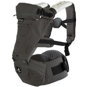 Abiie HUGGS 3-in-1 Baby Carrier w/Hip Seat - Front Facing, Hip Hugger, Back Baby Carrier - Healthy Sitting (M) Position, 3 Mos.-Toddler - Buckle Type Closure - Approved by US Safety Standards - Charcoal Gray