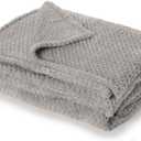 Waffle Textured Throw Blanket Beautiful Super Soft Cute Warm Lightweight All Seasons Fleece Throw Over for Sofa Bed Chair Camping All Seasons - 50" x 60" - Silver Grey