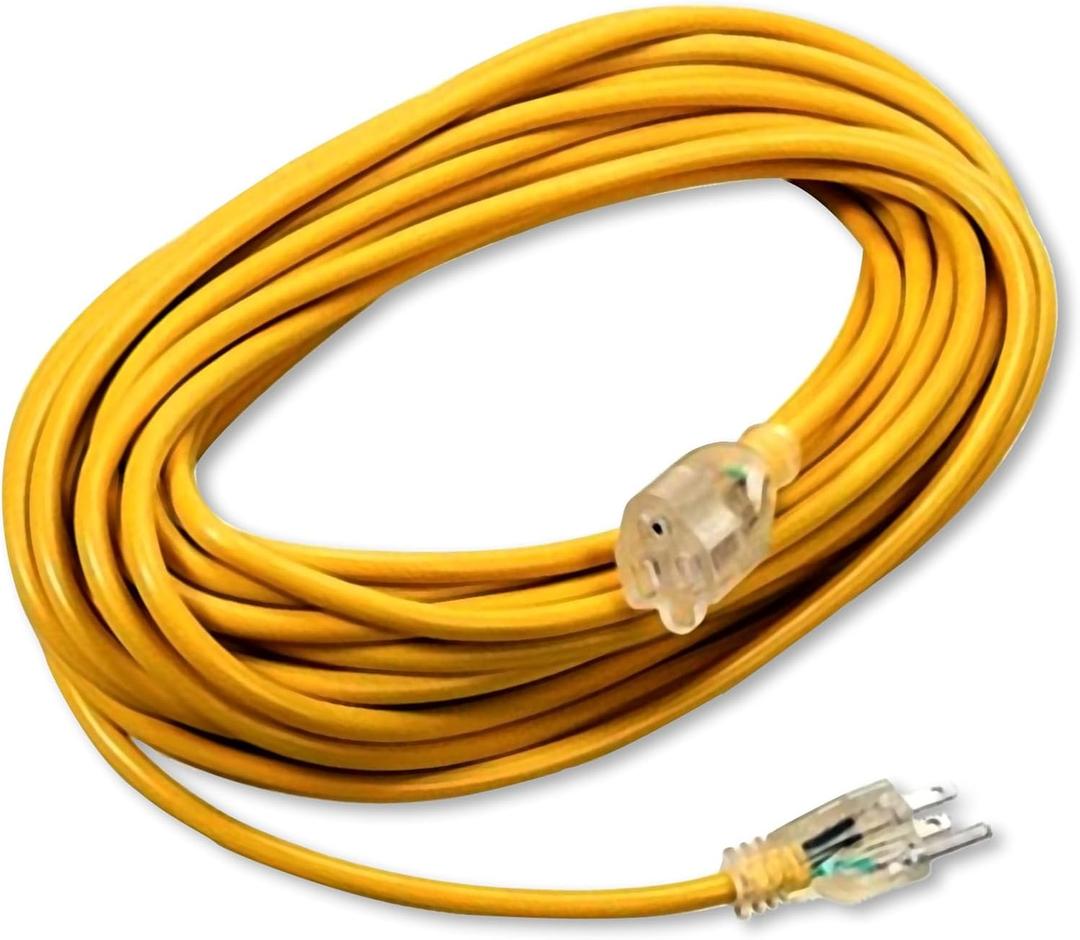 50ft 101678 Extension Cord Compatible with ProTeam Backpack Vacuum, Extension Cord Replacement for ProTeam Vacuum Cleaner Parts, Heavy-Duty 16 Gauge Yellow Extension Power Cord