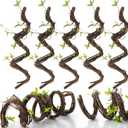 Suncalla 5 Pcs Artificial Bendable Tree Branches for Decoration Fake Trunk Garland Twigs Leaves Cherry Blossom Grape Vines for Wall Hanging Front Door Reptile Habitat Decoration (35in,Natural)