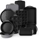 Country Kitchen Nonstick Stackable Bakeware Set - Heavy Duty, Durable, Easy Release Baking Set, Grey, 10 Pcs