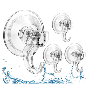 Quntis Suction Cup Hooks 4 Pack, MultiPurpose Clear Shower Suction Hooks Waterproof Heavy Duty Wreath Hanger for Bathroom, Window, Towel, Shower Wall, Tile, Glass Door, Camper