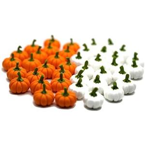 1shopforyou Mixed 20 Psc White & Orange Pumpkins Mini Artificial Lifelike Fake Fruit House Kitchen Decoration for Halloween Home Deco Food Kitchen