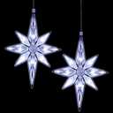 Mudder 10.8 Inch Christmas Window Star Lights Large Hanging Bethlehem Star Tree Topper Decoration Christmas LED Window Lights Silhouette Decoration(Cool White,2 Pieces)