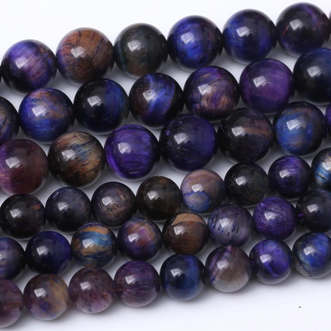 10MM Blue Dream Tiger Eye Round Loose Beads Natural Gem Beads Crystal Energy Stone Beads for Jewelry Making DIY Bracelet Necklace