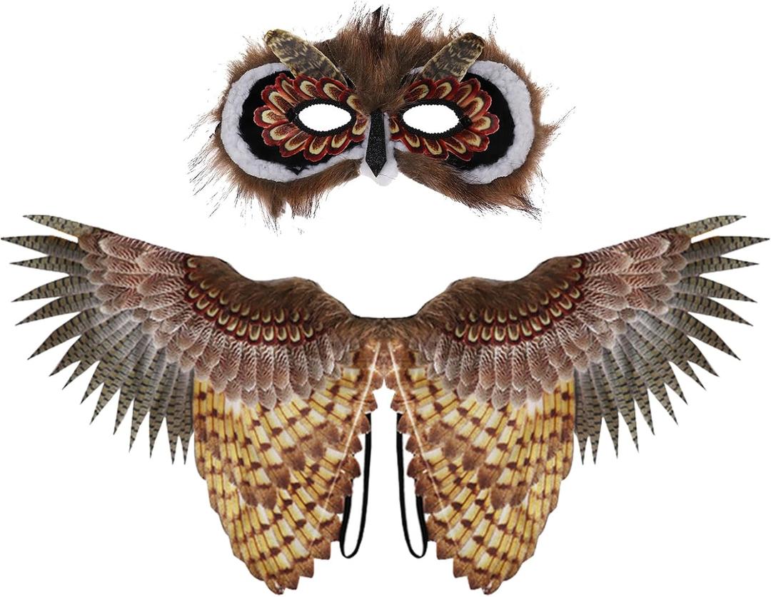 Alodidae Owl Wings Mask Costume Set Bird Wing Eagle Hawk Costumes Halloween Party Props