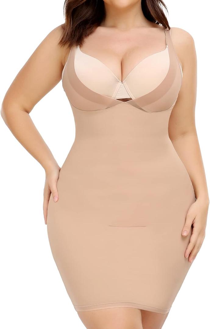 JOYSHAPER Full Slips for Women Under Dresses Tummy Control Dress Slip Shapewear Seamless Body Shaper Cami (X-Large, Beige)