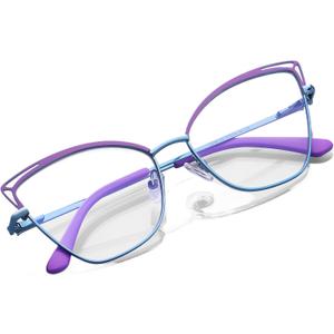 Blue Light Glasses for Woman, Computer Glasses, Reading Glasses, Cat Eye Glasses, Metal frame
