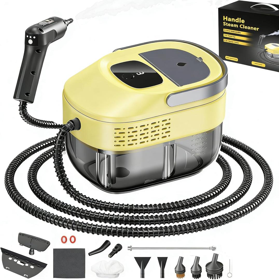 2026 New 3 Level Adjustable Pressurized Handheld Steam Cleaner for Home, 10s Heat-Up Handheld Steamer for Cleaning, 1.6 Qt Tank Portable Steam Cleaner Handheld for Car,Grout,Tile,Couch