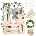 Baby Shower Gifts Basket Wooden Crate, Personalized Wooden Letters and Baby Clothes Hangers New Born Baby Girl Boy Gifts Vine Decorations Cute Closet with Handle Pregnancy Gifts for New Mom Parents (Small)