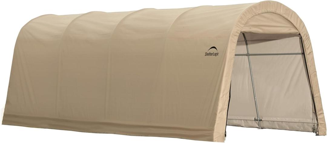 ShelterLogic 10' x 20' x 8' All-Steel Metal Frame Round Style Roof Instant Garage and AutoShelter with Waterproof and UV-Treated Ripstop Cover