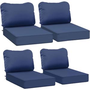AAAAAcessories Outdoor Deep Seat Cushions, Waterproof, Fade-Resistant Patio Furniture Replacement Cushions, 23.5" x 25.5" x 5" + 23.5" x 19", Set of 4, Navy Blue
