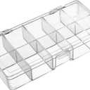 uxcell Component Storage Box - Plastic Fixed 10 Grids Clear White 176x88x30mm