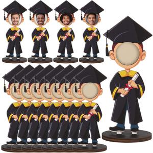 Novabright 12 Pcs 2026 Graduation Wooden Picture Frame Graduation Head Picture Frames for 1'' Round Photo 2026 Grad Gifts Bulk for Man Him Middle High Seniors