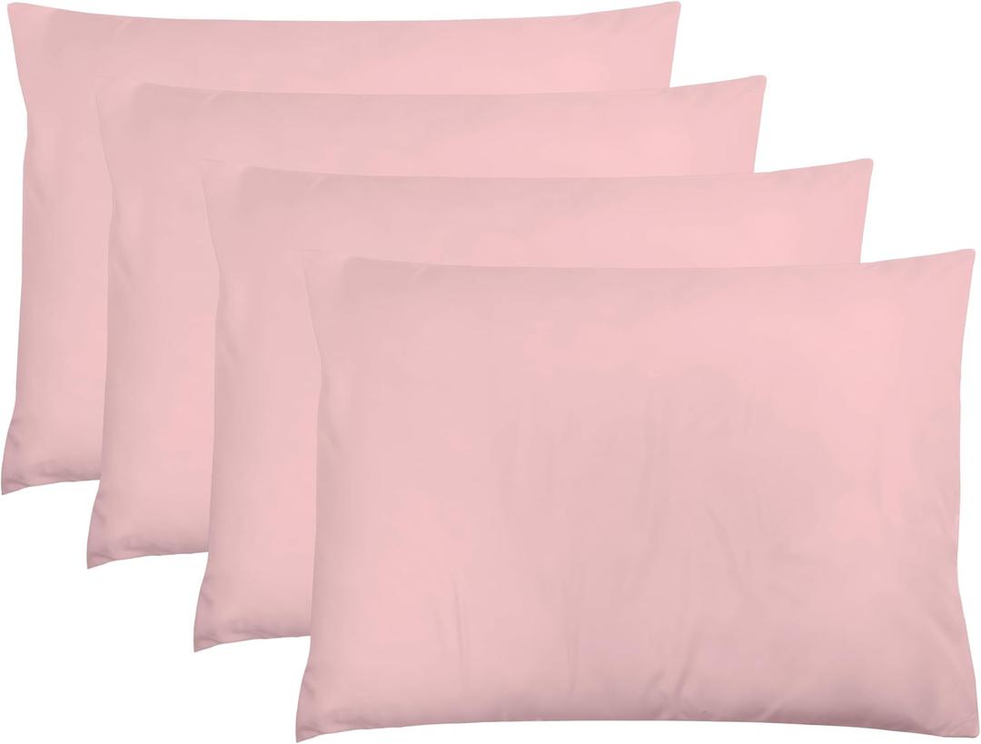 ZPECC Pillow Cases Standard Size Set of 4, 20x26 Envelope Closure Pillowcases, Soft Plain Brushed Microfiber Covers Hypoallergenic Breathable, Pink