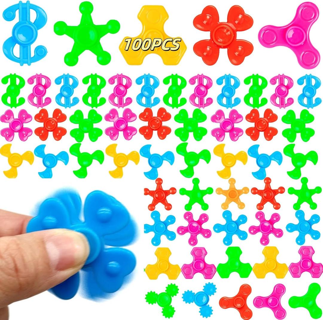 100 Pack Mini Fidget Spinners Bulk Toys for Kids 3 4 5 6 7 8 9 Party Favors Goodie Bags Stuffers Birthday Return Gifts Classroom Rewards Prize Box