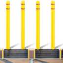 Pangda 4 Pcs Flat Top Bollard Covers Yellow and Red Bollard Post Sleeve for Home Parking Fence Pole Pipe (4 X 52)