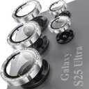 YWXTW Camera Lens Protector for Samsung Galaxy S25 Ultra, [5X Stronger] Glitter Bling Individual Metal Ring Tempered Glass Camera Screen Protector for S25 Ultra Accessories, 1 Set (Glitter Gray)