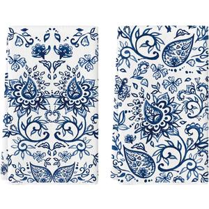 Artoid Mode Beige Floral Paisley Kitchen Towels Dish Towels, 18x26 Inch Seasonal Spring Decoration Hand Towels Set of 2