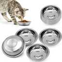 Stainless Steel Cat Bowl - Shallow Wide Flat Cats Food Bowls,Metal Kitten Dishes Whisker Friendly Fatigue Relief,Replacement Basic Kitty Plates for Elevated Stand,Dishwasher Safe Set of 12