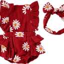 BABESIDE 2 Pcs Reborn Baby Doll Clothes for 17-22 Inch Dolls, Baby Doll Outfit Accessories with Floral Pattern fit Realistic Baby dolls Girl Boy, Red