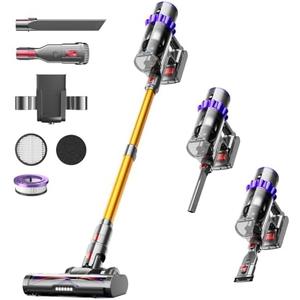 Cordless Vacuum Cleaner, 580W 48KPA 65Mins Self-Standing Vacuum Cleaners for Home, Stick Vacuum Cordless with Wall Mount Charging, LED Display, Upgraded Roller Brush for Carpet,Pet Hair,Hardwood Floor