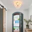 Modern Flush Mount Glass Ceiling Light, Black Hallway Lights Vintage Chandelier, 4-Light Unique Light Fixture for Bedroom Entryway Kitchen Laundry Bathroom Farmhouse