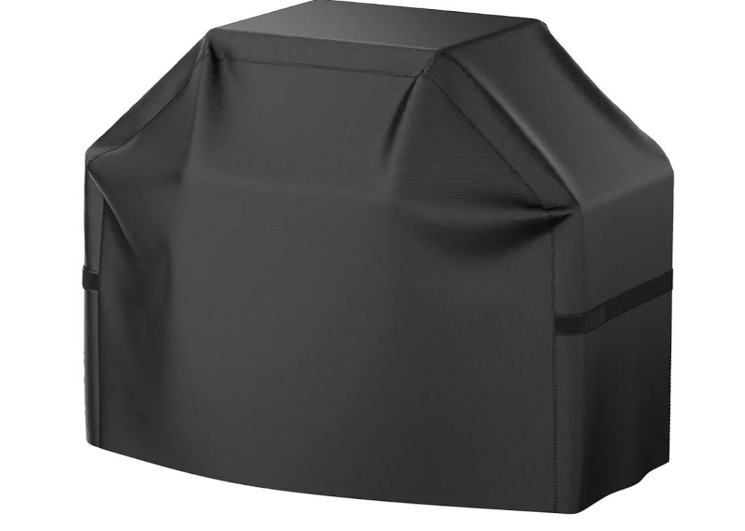 Grill Cover, 58 inch BBQ Gas Grill Cover for Outdoor Grill, Waterproof, Anti-UV, Rip-Proof, Fade Resistant Material, Barbecue Cover with Hook-and-Loop Straps & Adjustable Hem Drawstring, Black