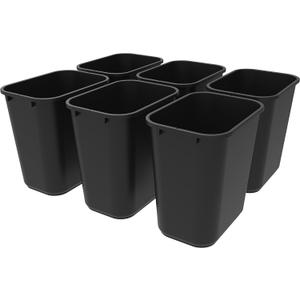 Storex 7 Gallon Trash Can, Gray, 6-Pack Black