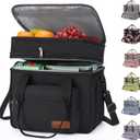 Maelstrom Lunch Box, 23L Insulated Lunch Bag, Expandable Double Deck Cooler Bag, Lightweight Leakproof Tote Bag With Side Tissue Pocket, Suit For Men and Women (A. Black)