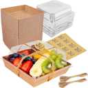 Charcuterie Boxes with Clear Lids (50 Pack),Mini Charcuterie Containers,To Go Paper Small Charcuterie Boxe,Disposable Food Box Container - Pastry,Cookie,Sandwich, Cake,Dessert,Snack