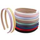 XIMA Solid Fabric Headbands for Women and Girls, 10mm Soft Satin Thin Non-Slip Hairbands, Set of 12