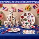 FoldTier 350 Pcs Puerto Rico Party Supplies Disposable Paper Plates Napkins Cups Puerto Rico Theme Birthday Party Decorations Tableware Flag Frog for Holiday Festival Family Friends Serve 50 Guests