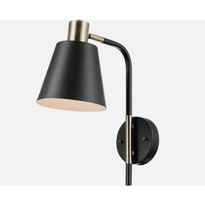 Globe Electric 51374 1-Light Plug-in or Hardwire Wall 14.44", Black, Cleo