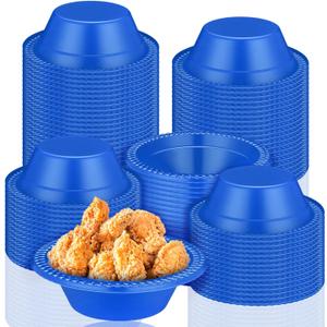 Lallisa 100 Pcs 12oz Blue Disposable Bowls Dessert Cups Ice Cream Snack Salad Soup Food Serving Bowls for Hanukkah 4th of July Independence Day Party Favor Picnic