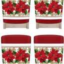 Yinder 4 Pcs Christmas Chair Covers Christmas Chair Back Covers Dining Room Chair Covers Dining Chair Slipcovers for Christmas Dining Room Kitchen Wedding Party Decor (Floral)