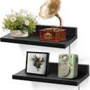 Small Floating Shelf for Wall,9X5 Inch Wall Mounted Shelf with Cord Hole,Small Display Shelves for Cameras, Webcam, Router,Smart Speaker,Action Figures-2 Pcs(Black